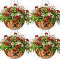 12 inch Metal Hanging Baskets For Plants Outdoor 4 Pack Round Metal Wire Hanging Basket Planter with Coco Fiber Liners Chain Round Wire Plant Holder for Garden, Patio, Deck, Porch Plants Flower Potss