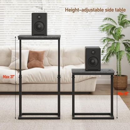 TUTOTAK End Table, Side Table, Tall Couch Table, Sofa Table, Living Room, Bedroom, Grey TB01BY083