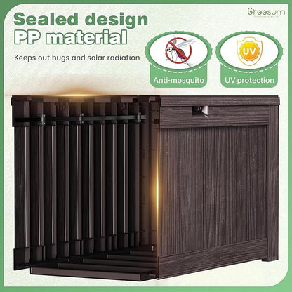 Deck Box 120 Gallon Outdoor Storage Bin with Lid, Dark Brown Resin