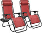 Homall Zero Gravity Patio Folding Lawn Reclining Lounge Chairs Outdoor Gravity Camp Chairs with Cup Holder Pillows for Poolside Backyard and Beach Set of 2 (Red)