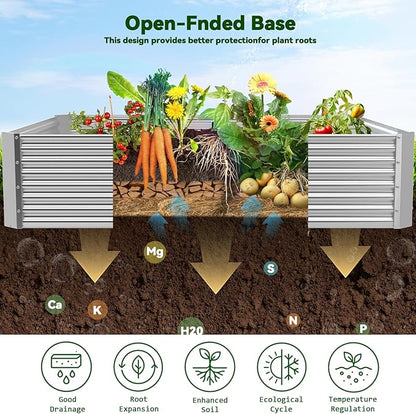 4 Pack Raised Beds for Gardening, Corrugated Galvanized Steel Raised Garden Bed, Outdoor Metal Above Ground Garden Bed for Vegetables and Flowers-4x2FT(Rectangular)