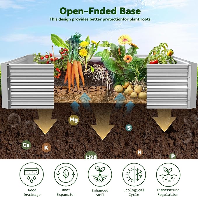 3 Pack Raised Beds for Gardening, Corrugated Galvanized Steel Raised Garden Bed, Outdoor Metal Above Ground Garden Bed for Vegetables and Flowers-4x2FT(Rectangular)