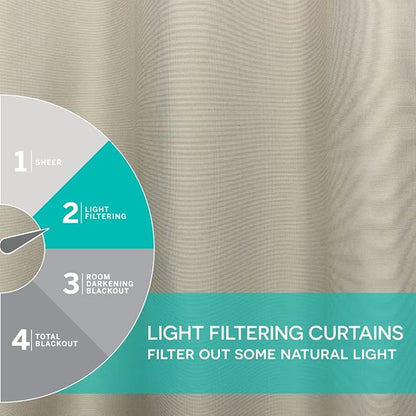 Exclusive Home Cabana Solid Indoor/Outdoor Light Filtering Hook-and-Loop Tab Top Curtain Panel Pair, 54"x63", Taupe