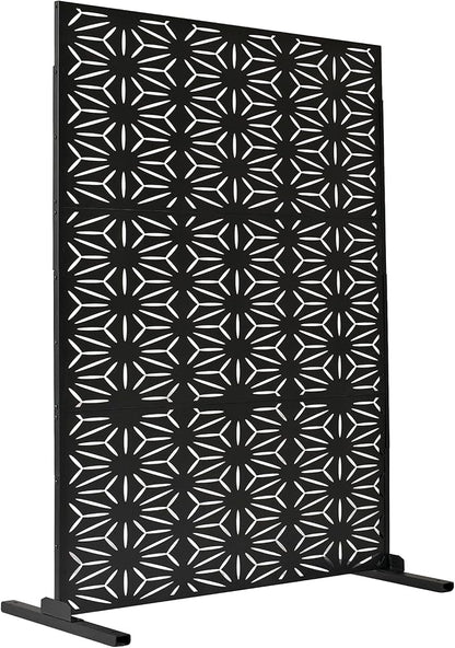 Oakland Living 6 ft. X 4 ft. Black Freestanding Metal Privacy Screen Room Divider