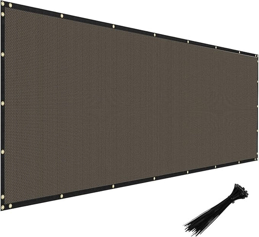 WINDSCREEN4LESS 6' x 9' Privacy Fence Screen in Brown for Chain Link Fence W/ Brass Grommet 85% Blockage Windscreen Outdoor Mesh Fencing Netting 150GSM Fabric W/ Zip Ties - Custom Size