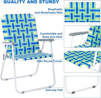 Chairs for Patio and Lawn: Oversized Blue Folding Set of 2, Metal Frame