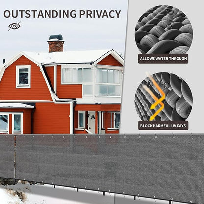 LOVE STORY Custom Size 3'x10' Dark Grey Balcony Privacy Screen,UV Block Privacy Fence Screen,90% Shield for Outdoor Pool Garden Apartment Railing
