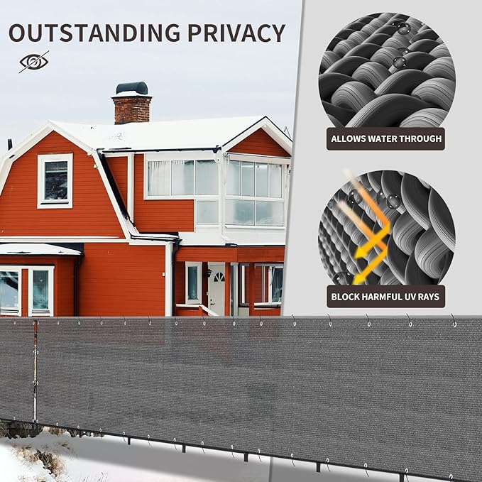 LOVE STORY Custom Size 2'6''x5' Dark Grey Balcony Privacy Screen,UV Block Privacy Fence Screen,90% Shield for Outdoor Pool Garden Apartment Railing