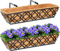 2pcs 24 Inch Window Deck with Coco Liner, 24" Window Boxes Horse Trough with Coconut Coir Liner, Metal Hanging Flower Planter Window Basket Deck Railing Planter Boxes for Outdoor Indoor Lawn