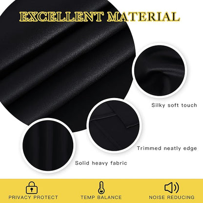 NICETOWN Blackout Curtain Drape for Night Shift - Light Reducing Thermal Insulated Solid Grommet Blackout Window Treatment for Living Room (1 Piece, W66 x L72, Black)