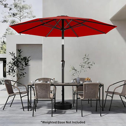 AreShark 9 FT Patio Umbrella for Outdoor, Outdoor Table Umbrella with Push Button Tilt and Crank, Outdoor Patio Umbrellas with 8 Sturdy Ribs for Market, Garden, Pool (Red)