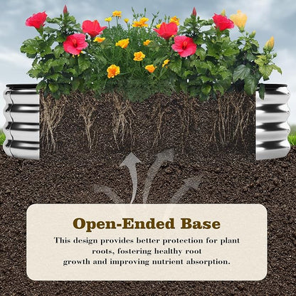 Galvanized Metal Planter Raised Garden Bed Kit for Gardening Outdoor，6x3x2ft Planter Grow Garden Box Raised Flower Bed，Long Vegetable Clearance Herb Raised Garden Beds For Container Gardening