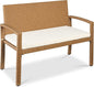 Best Choice Products Outdoor Bench 2-Person Wicker Garden Patio Benches Seating Furniture for Backyard, Porch w/Seat Cushion, 700lb Capacity - Ivory/Natural