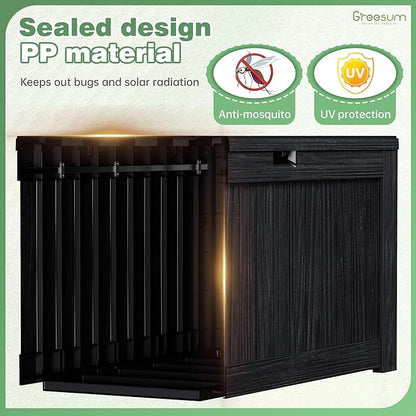 Deck Box, 120 Gallon Resin Outdoor Storage Container with Lid in Black