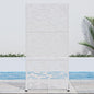 Casaphoria 72" H x 35" W Metal Outdoor Privacy Screen, Freestanding Decorative Divider for Patio, Deck, Balcony, and Garden with Stable Base, White-Godfre