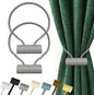 Hion Magnetic Curtain Tiebacks Grey 2pcs, Curtain Tiebacks Buckles Holdbacks Holders Hooks Clip for Home Bedroom Office Decorative Curtain