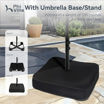 PHI VILLA 15ft Large Patio Umbrellas with Base, Outdoor Double-Sided Rectangle Market Umbrella for Pool Lawn Garden, Tawny