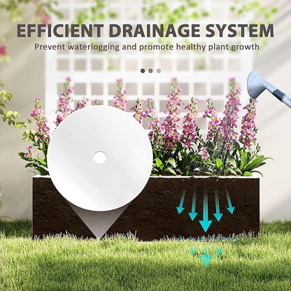 Outsunny Galvanized Raised Garden Bed with Trellis, Metal Planter Box with Drainage Holes, Outdoor Privacy Screen for Climbing Plants, Vegetable, Vines, 43" x 16" x 70", White