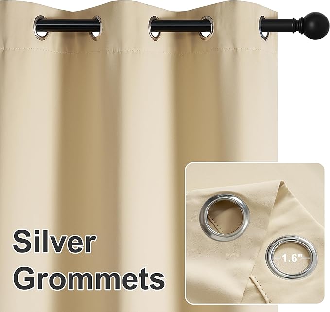 RYB HOME Extra Wide Outdoor Curtains for Patio Waterproof Heavy Duty Thermal Insulated in Summer Full Coverage Privacy for Porch, Cabana & Pergola, W100 x L95, Biscotti Beige, 1 Panel