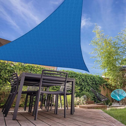 E&K Sunrise 22' x 22' x 22' Sun Shade Sail Triangle Canopy Shade Cover UV Block for Patio Backyard Garden Outdoor (Blue)