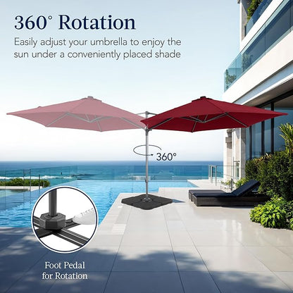 Best Choice Products 10ft Offset Cantilever Hanging Market Patio Umbrella, Smooth 360° Rotation, 8 Sturdy Ribs, Easy Adjustment - Burgundy