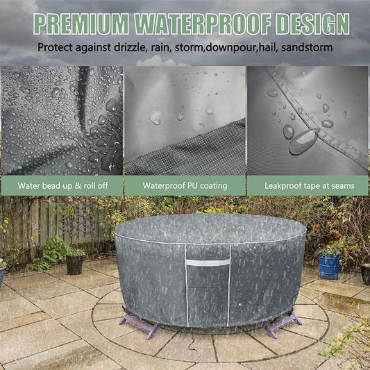 Furniture Set Cover, 110 in Round Patio Table, 600D Oxford, Grey