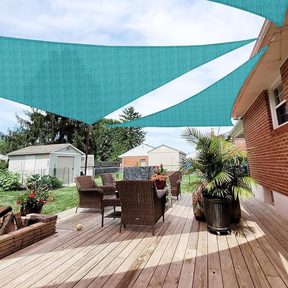 Patio Paradise 10' x 10' x 10' Sun Shade Sail Triangle Canopy Shade Cloth Fabric Sunlight Block Patio Pergola Cover HDPE Deck Awning for Outdoor Backyard Roof Shading, Turquoise