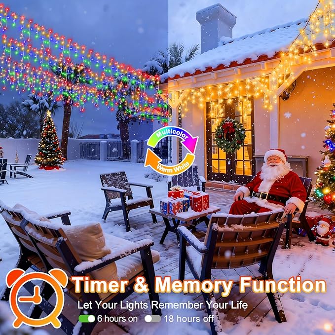 String Lights, 400 LED 33 ft Outdoor Color Changing Warm White to Multicolor