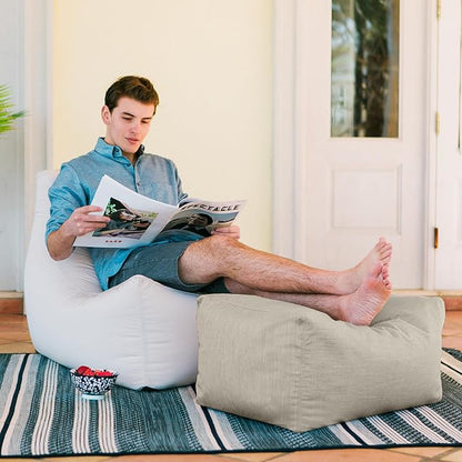 Jaxx Leon Outdoor Bean Bag Ottoman, Navy Striped