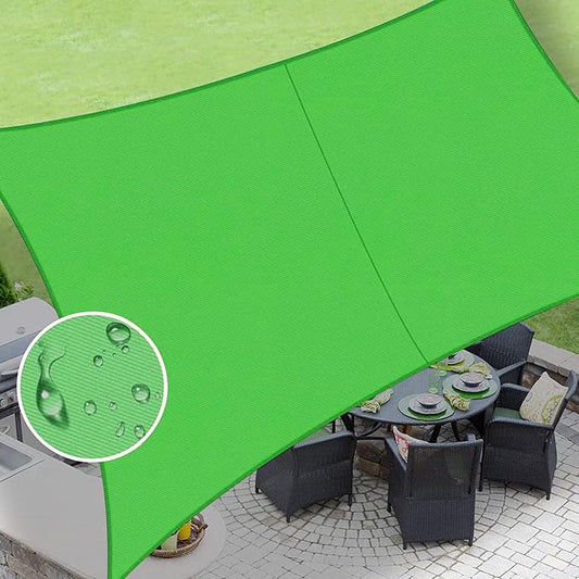 LOVE STORY Rectangle 7'x12' Waterproof Sun Shade Sail Canopy UV Block for Outdoor Patio Backyard Carport,Fruit Green(We Make Custom Size)