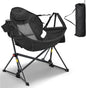 Ainfox Hammock Camping Chair, Foldable Portable Rocking Chairs for Adults Outside Swinging Camp with Cup Holder Pillow for Outdoor Patio Poolside (Black)