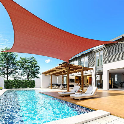 Quictent 20X20FT 185G HDPE Square Sun Shade Sail Canopy 98% UV Block Outdoor Patio Garden with Hardware Kit Terracotta