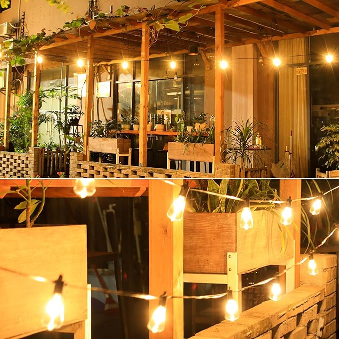 String Lights 100 ft Outdoor LED with 53 Vintage Edison Bulbs