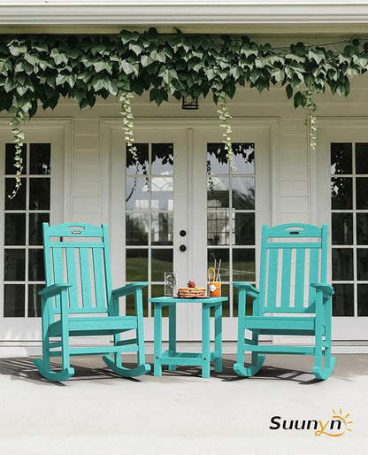 Rocking Chair for Outdoors, Lake Blue HDPE with 30-Inch High Back