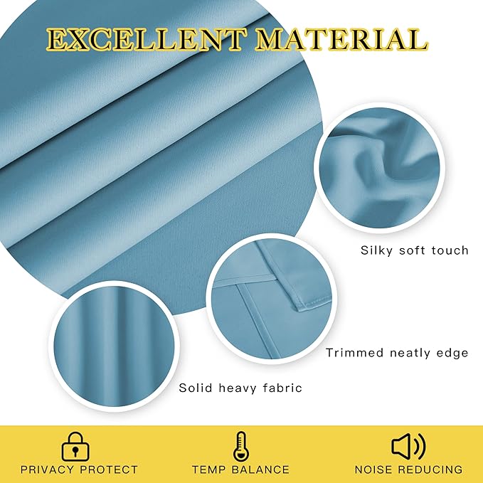 NICETOWN Sliding Door Curtain 108 Inches Long - Blackout Thermal Insulated Grommet Room Divider Privacy Drape for Patio Glass Door, 1 Panel, Teal Blue, 100 Inch Extra Wide