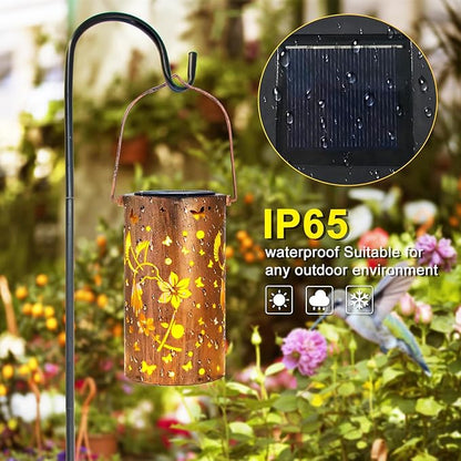 2 Pack Solar Lanterns Outdoor Waterproof Hummingbirds Birthday Gifts for Women Mom Grandma Garden Decor Hanging LED Decorative Light for Patio Yard Lawn Gardening Gifts