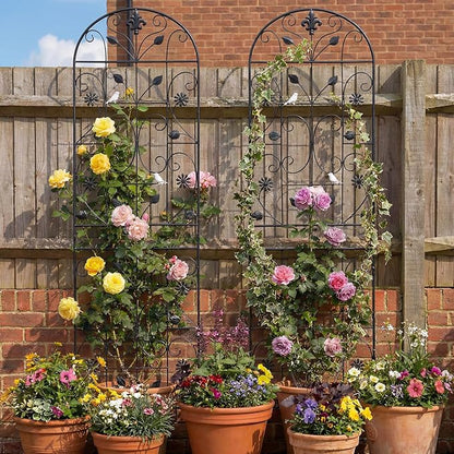 Trellis for Climbing Plants Outdoor, （2 Pack 70.8x19.6-inch）, Generic Metal Garden Trellis, Rustproof, Easy Assembly,（Black）