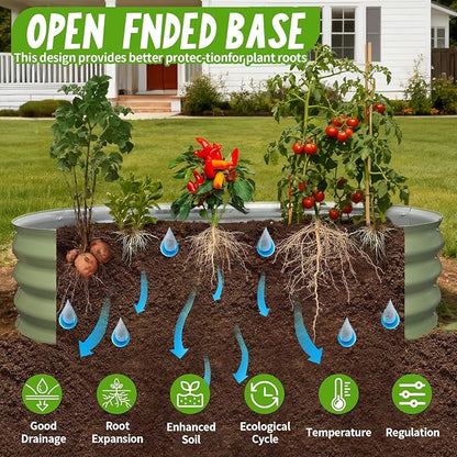 Galvanized Raised Garden Bed, 4x2x1 FT Thickening Planter Boxes Outdoor, Raised Beds for Gardening, Easy Assembly Large Garden Bed for Vegetables, Fruits, Flowers (2-Pack)