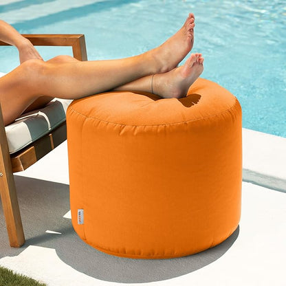 Jaxx Spring Outdoor Ottoman/Side Table, Premium Sunbrella, Tangerine