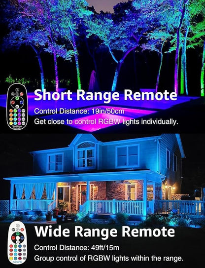SUNVIE Christmas RGB Low Voltage Landscape Lights 12W LED Color Changing Landscape Lights Remote Control Waterproof Spotlights Outdoor Landscape Lighting for Yard Garden 16 Pack with Connector