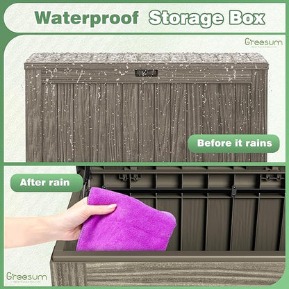 Deck Box, 120 Gallon Outdoor Storage Bin with Lid in Coffee Finish