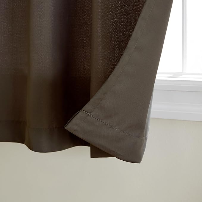 TOWN & COUNTRY BASICS Cabana Solid Heavyweight Indoor Outdoor Curtains, Light Filtering Opacity with Grommet Top, Water Repellent, 2-Pack Set, 54"x108", Chocolate
