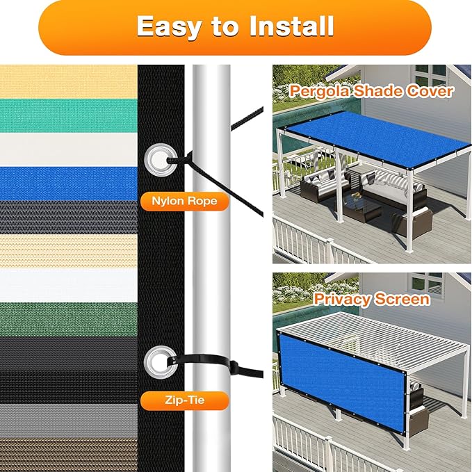 Artpuch Outdoor Pergola Shade Cover 4' X 8' Sun Shade Cloth with Grommets, 90% UV Protection Canopy Patio Privacy Screen (Customized Available) GN107, Blue