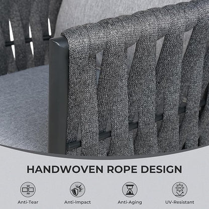 Grand patio Swivel Rope Wicker Chairs Set of 2, Patio Dining Chairs with Cushions, Wicker Armchairs Frame, Outdoor Modern Style for Backyard, Balcony, Quinn, Dark Grey