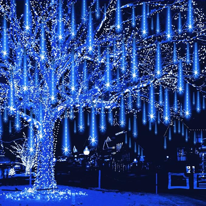 String Lights, 32-Tube Blue Meteor Shower with 768 LEDs