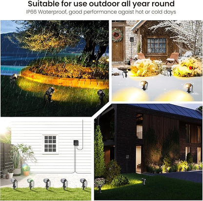 LED Landscape Lighting Kit Landscaping Lights with Remote Control Dimmable IP66 Waterproof 2700-6500K Spot Lights for Outdoor Garden Lawn Patio Yard with US Plug 12 Pack