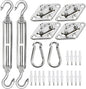 YOFIT 40 Pcs Shade Sail Hardware Kit, 5 Inch Outdoor Sun Sail Accessories, 304 Stainless Steel Turnbuckles & Brackets for Triangle/Rectangle Sails, Patio Canopy Installation Hardware Set Waterproof
