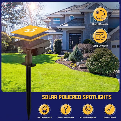 Kyosho Solar Spot Lights Outdoor Warm White, 38 LEDs Solar Landscape Lights IP67 Waterproof, 2-in-1 Outdoor Spotlights Garden Wall Lights with 3 Modes for Tree, Yard, Patio