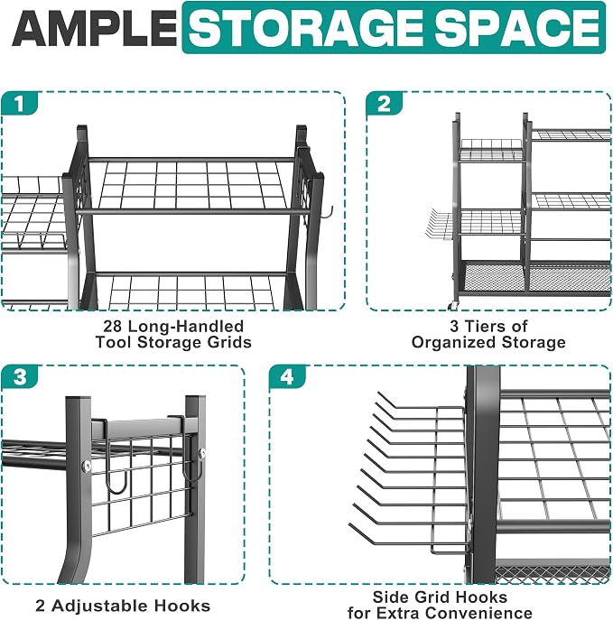 Storage Rack with 5 Tiered Shelves, Alloy Steel, Rust Resistant