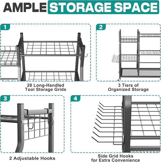 Storage Rack with 5 Tiered Shelves, Alloy Steel, Rust Resistant